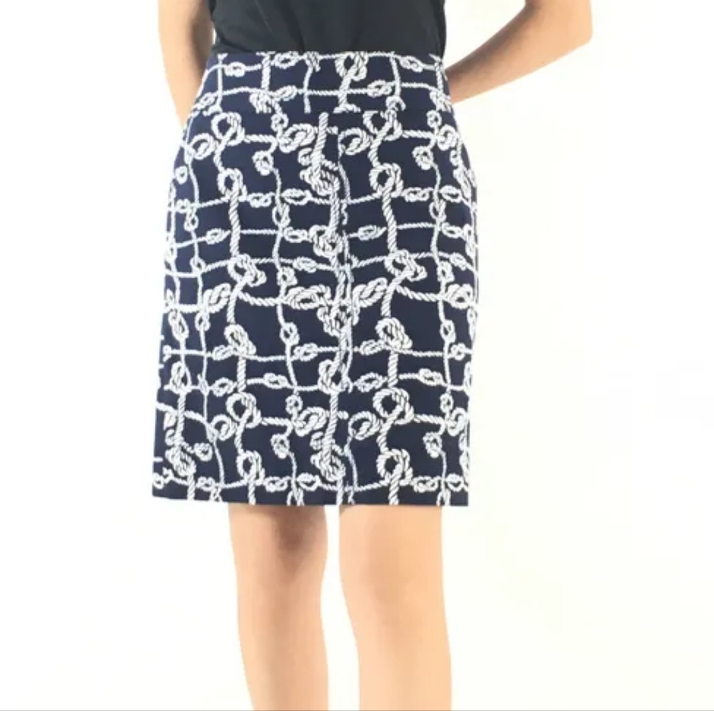 Talbots Short Skirt Above Knee Nautical Rope Knot Print Women Size 8